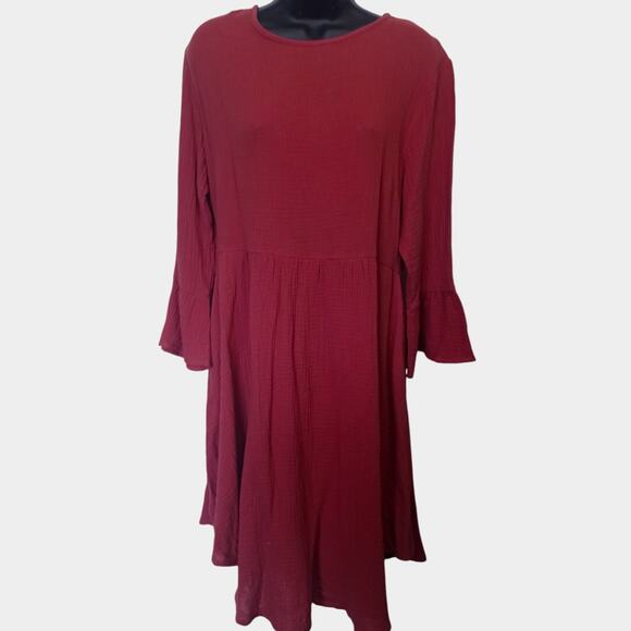 PATPAT Bell Sleeve Dress Brick Red Womens Large - Picture 2 of 6
